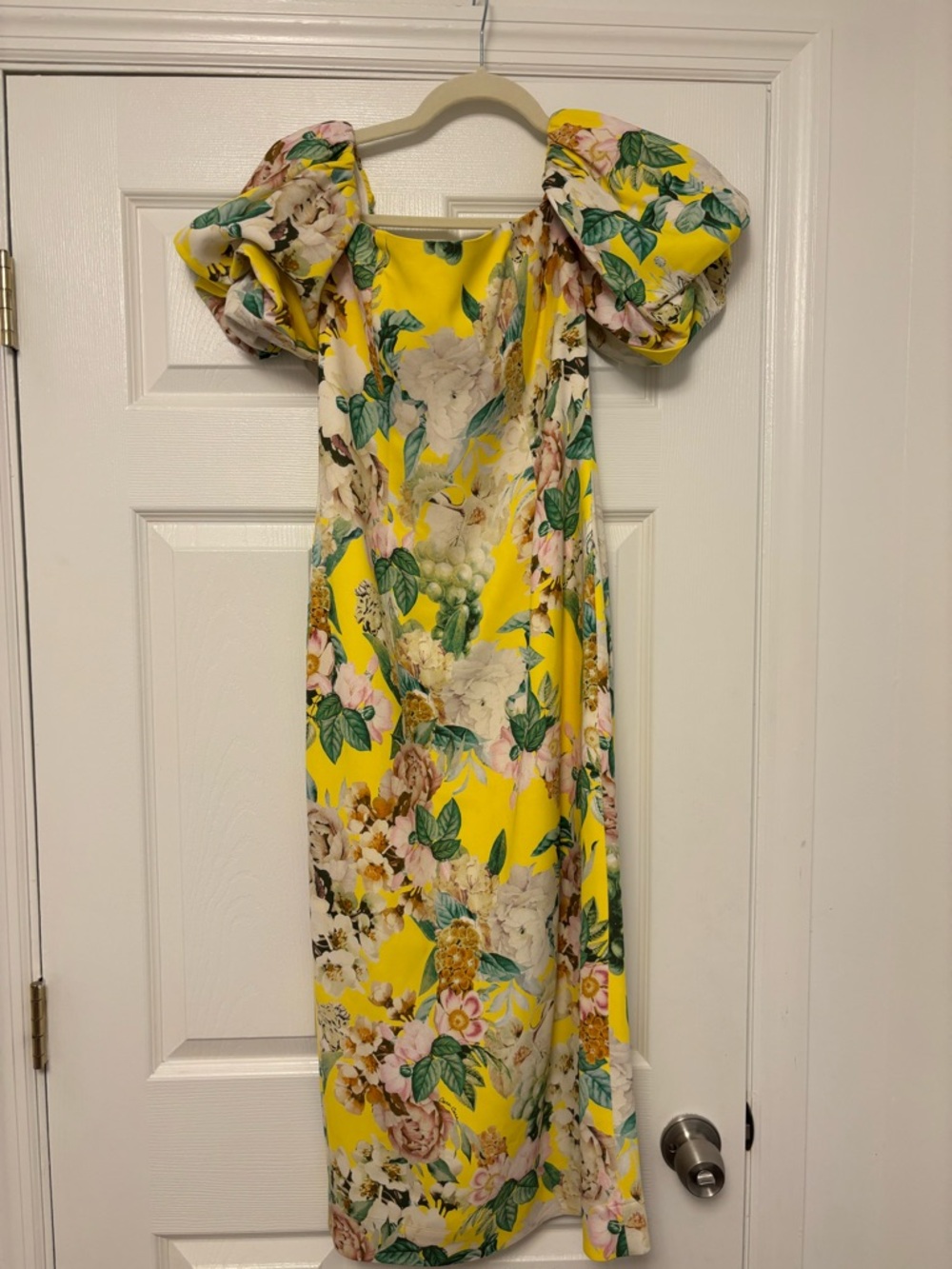 Cara Cara Floral Puff Sleeve Midi Dress Yellow Size 6 Cotton wedding guest - Picture 3 of 14